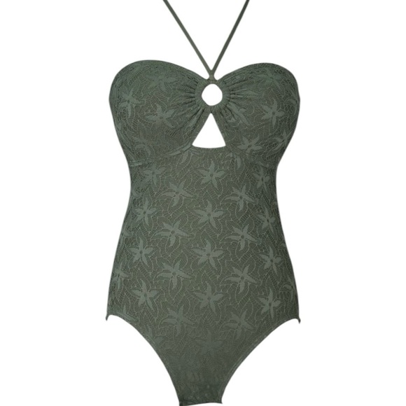 Vince Camuto Other - Vince Camuto Swim Green Crochet Lace Starfish Halter Neck One Piece‎ Size 8 NWOT